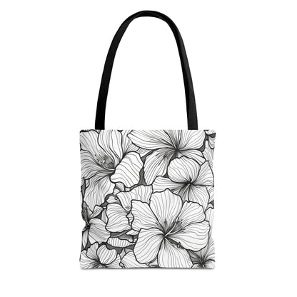 Hand-Drawn Hibiscus Tote Bag