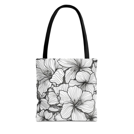 Hand-Drawn Hibiscus Tote Bag
