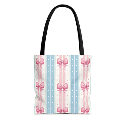 Bow Stripes & Polka Dots Tote Bag