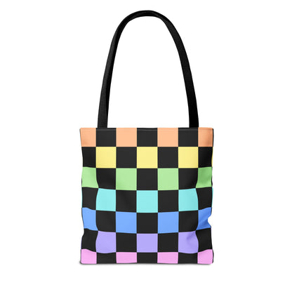 Checkerboard Rainbow Tote Bag