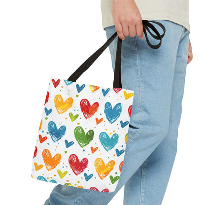 Colorful Hearts Pattern Tote Bag