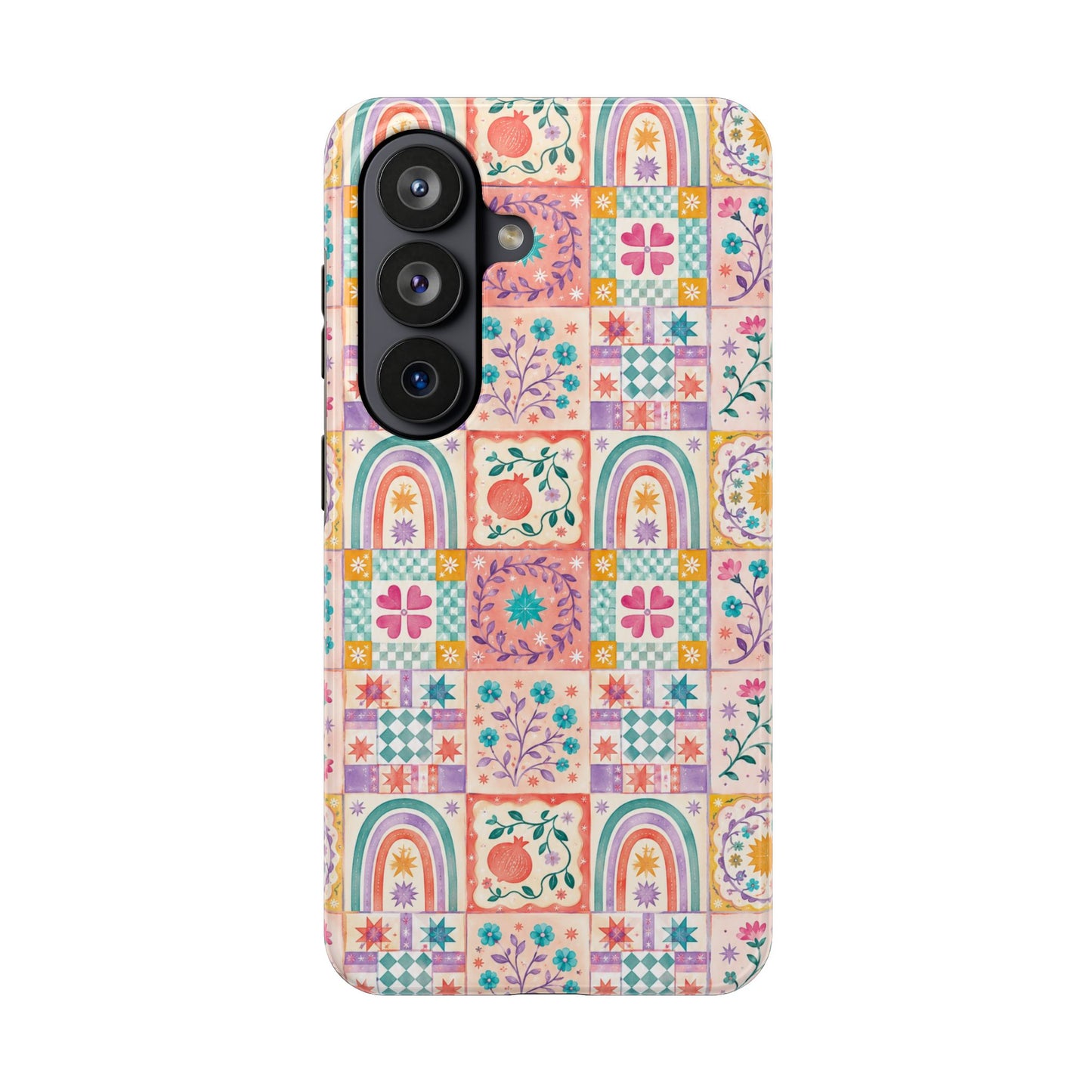 Boho Patchwork Rainbow Tile Design Tough Phone Case