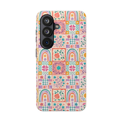 Boho Patchwork Rainbow Tile Design Tough Phone Case