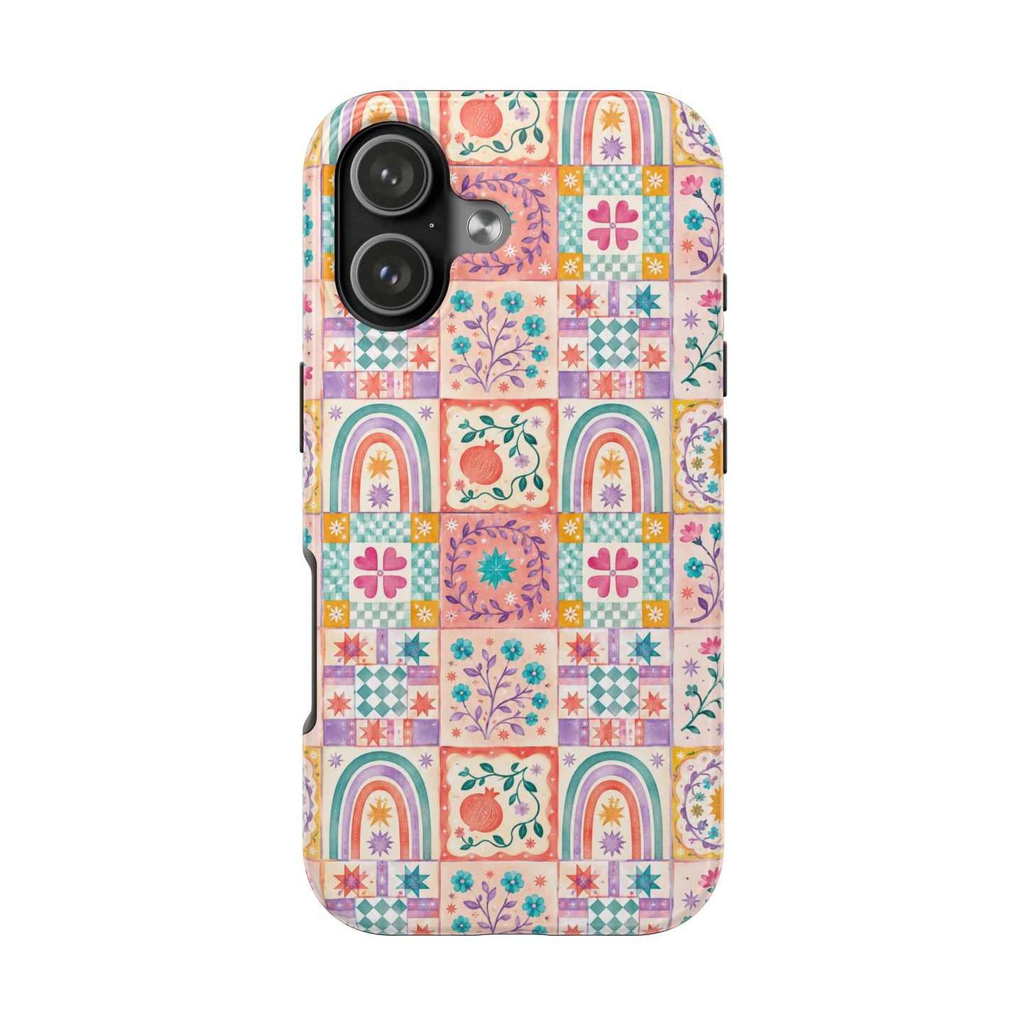 Boho Patchwork Rainbow Tile Design Tough Phone Case