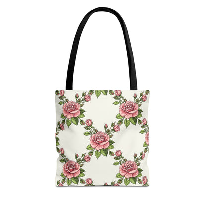 Vintage Pink Rose Wreath Tote Bag