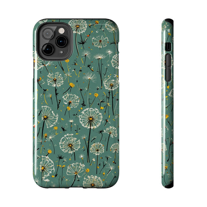 Teal Dandelion Floral Protective Cover Tough Phone Case