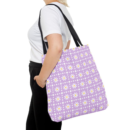 Purple Daisy Pattern Tote Bag