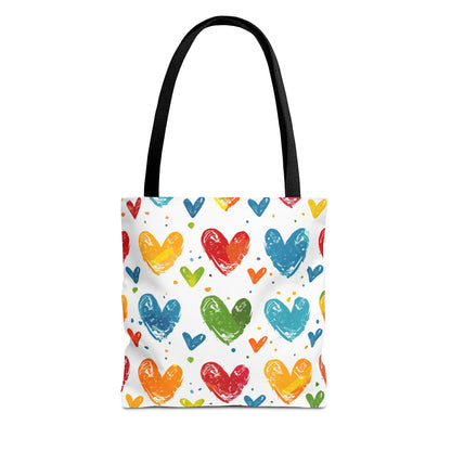 Colorful Hearts Pattern Tote Bag