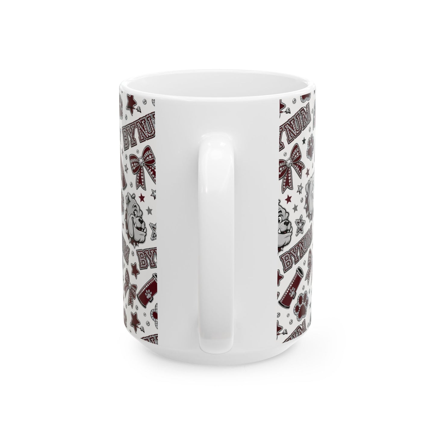 Bulldogs Pattern Ceramic Mug — BYNUM Paw Print & Mascot Coffee Cup (11oz/15oz)