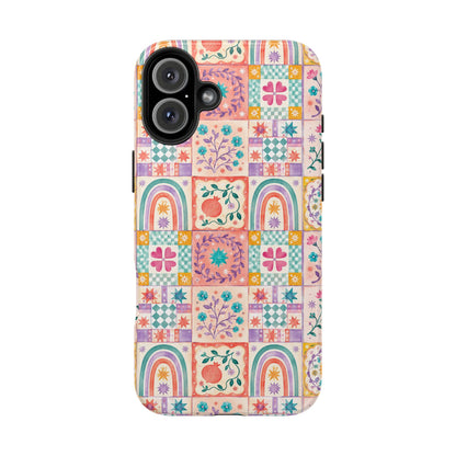 Boho Patchwork Rainbow Tile Design Tough Phone Case