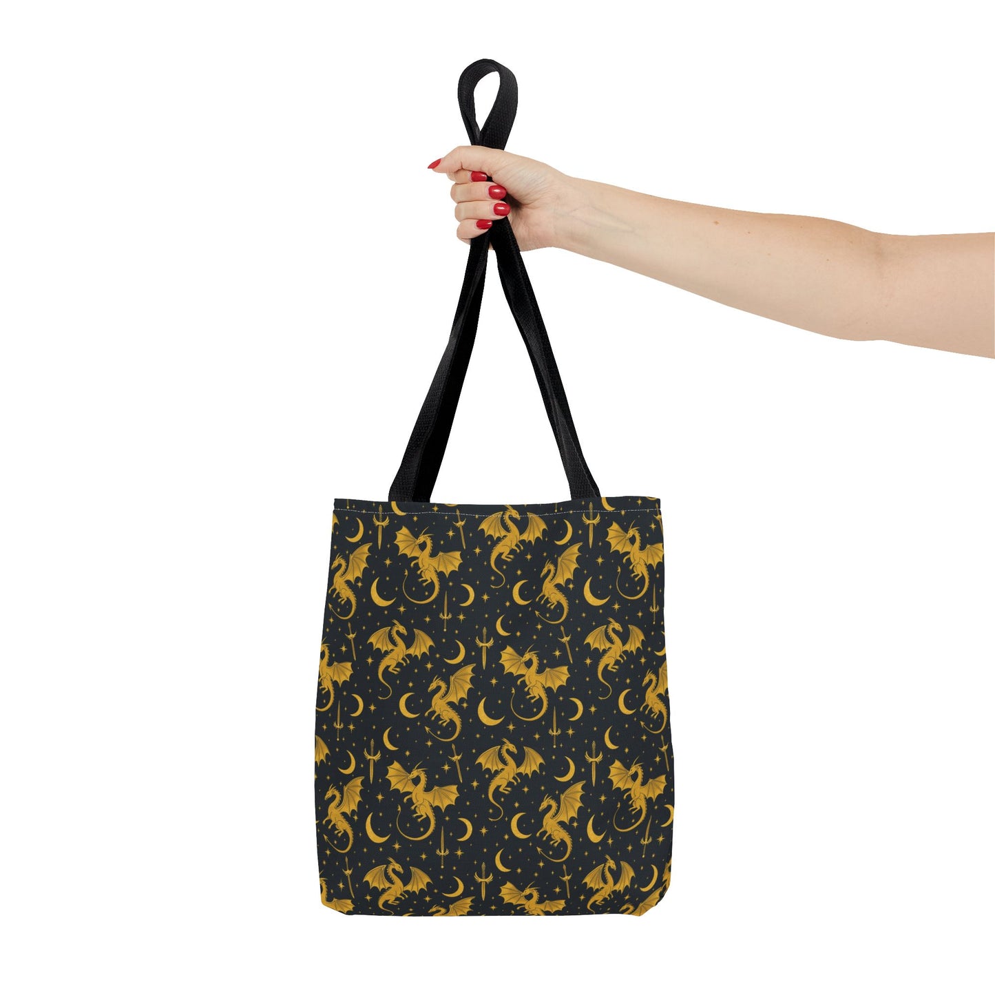 Crescent Moon Dragons Pattern Tote Bag