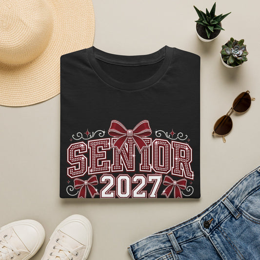 Senior 2027 T‑Shirt — Class of 2027 Cheer Bow Design