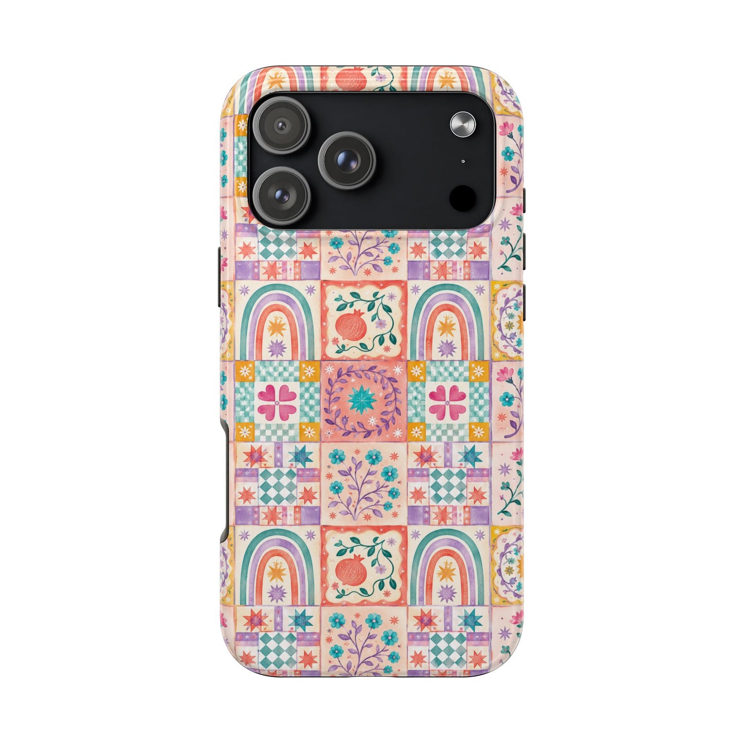 Boho Patchwork Rainbow Tile Design Tough Phone Case