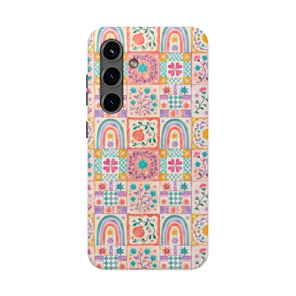 Boho Patchwork Rainbow Tile Design Tough Phone Case