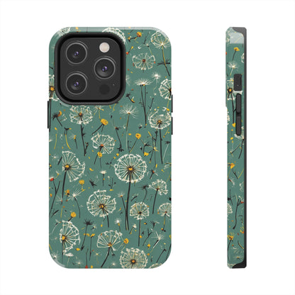 Teal Dandelion Floral Protective Cover Tough Phone Case