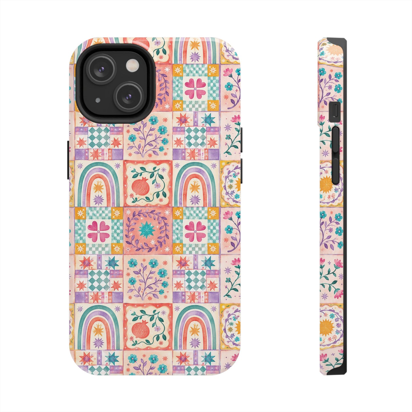 Boho Patchwork Rainbow Tile Design Tough Phone Case