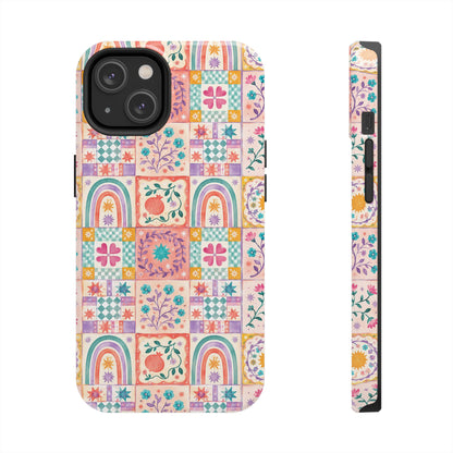 Boho Patchwork Rainbow Tile Design Tough Phone Case