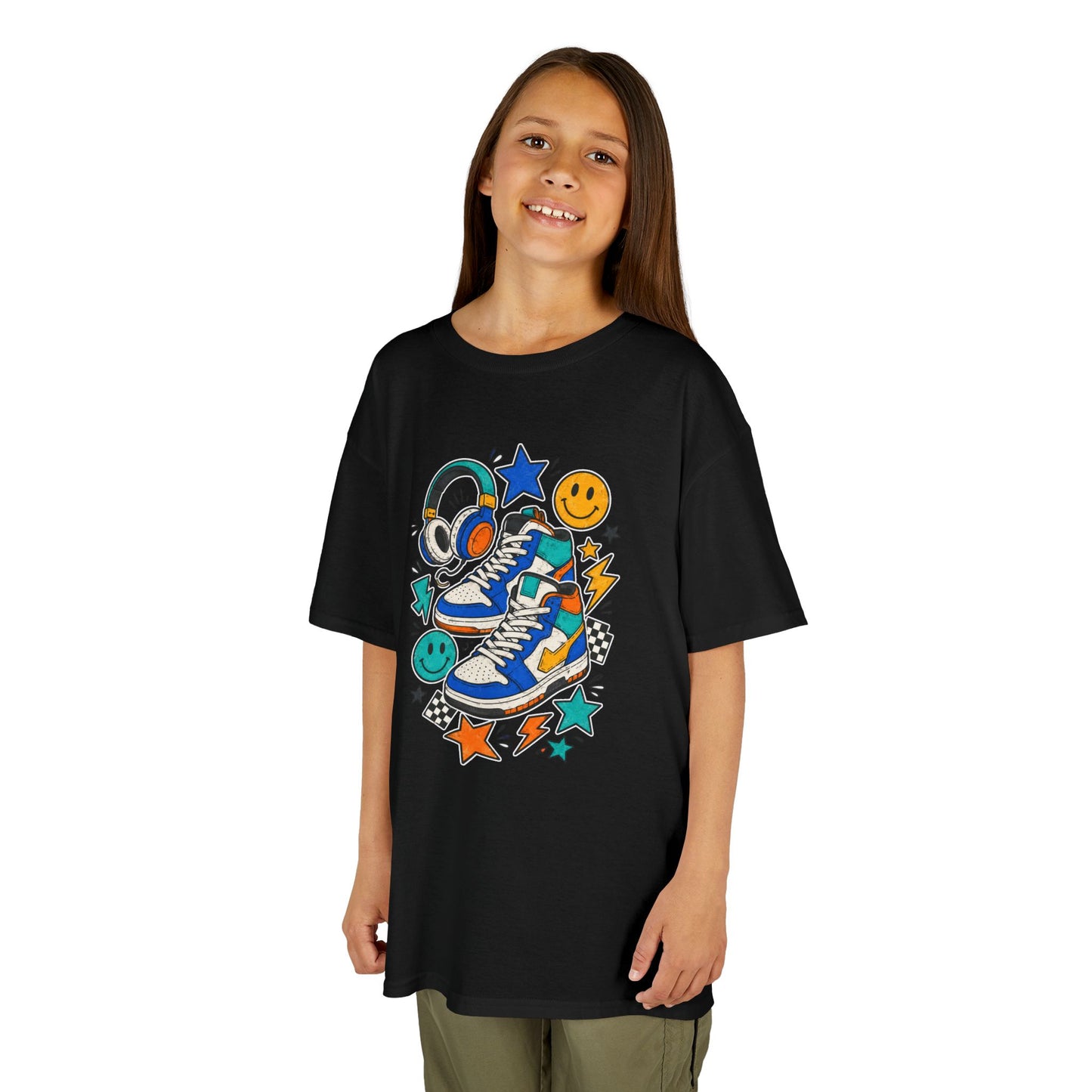 Colorful Skate Shoe & Smiley Graphic