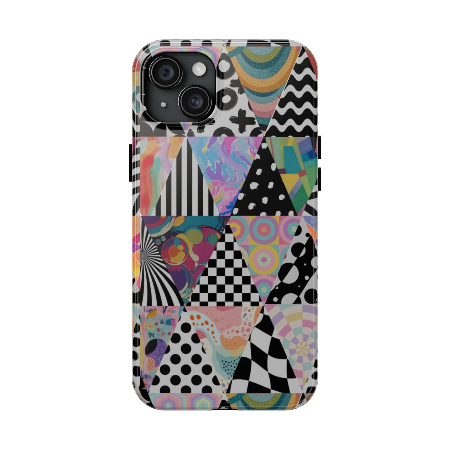 Retro Geometric Patchwork Design Tough Phone Case