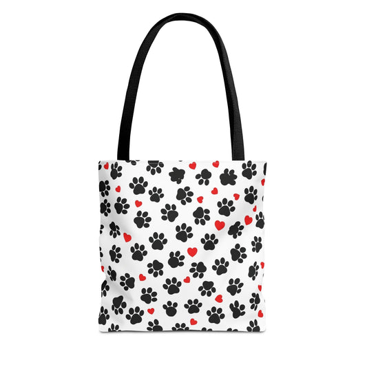 Paw Print & Hearts Tote Bag