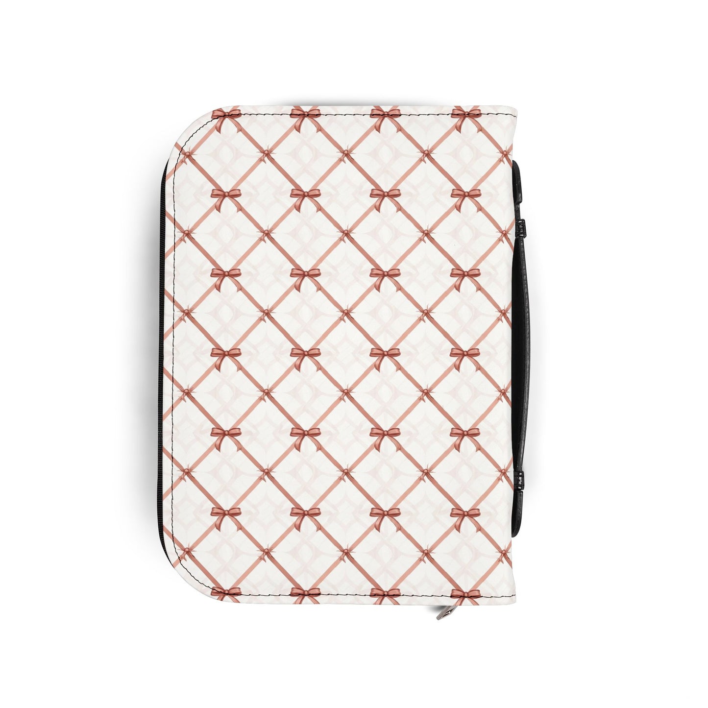 Quilted Rose Bow Pattern Zippered Bible Cover