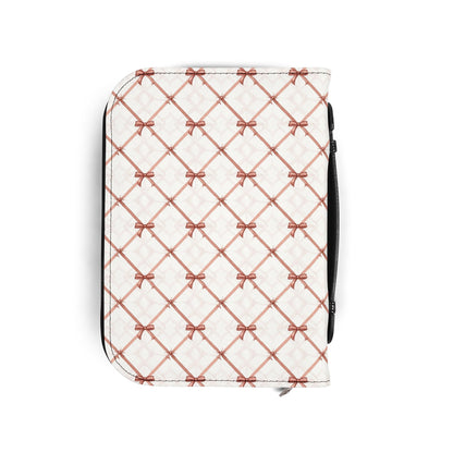 Quilted Rose Bow Pattern Zippered Bible Cover